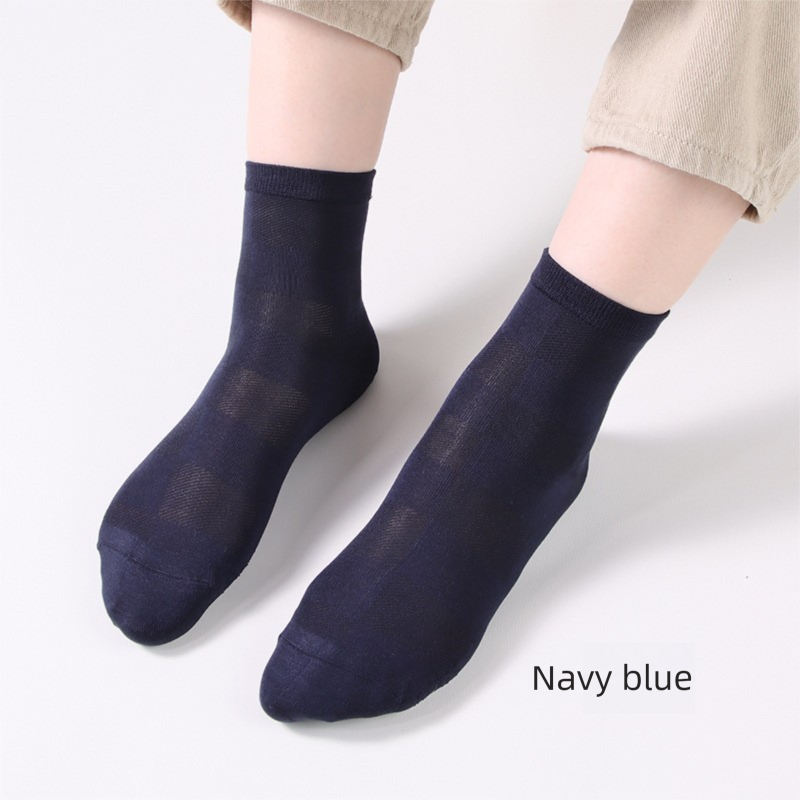 Men's Spring Summer 5% Silk Socks - Moisture-Wicking Business Dress Socks