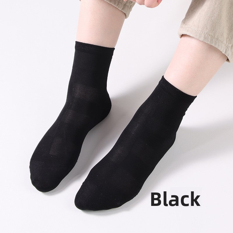 Men's Spring Summer 5% Silk Socks - Moisture-Wicking Business Dress Socks