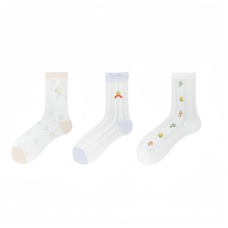 Trendy Women's Thin Cotton Mid-Calf Socks for Summer