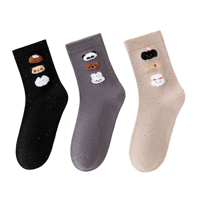 3-Pair Animal Print Stackable Socks for Women