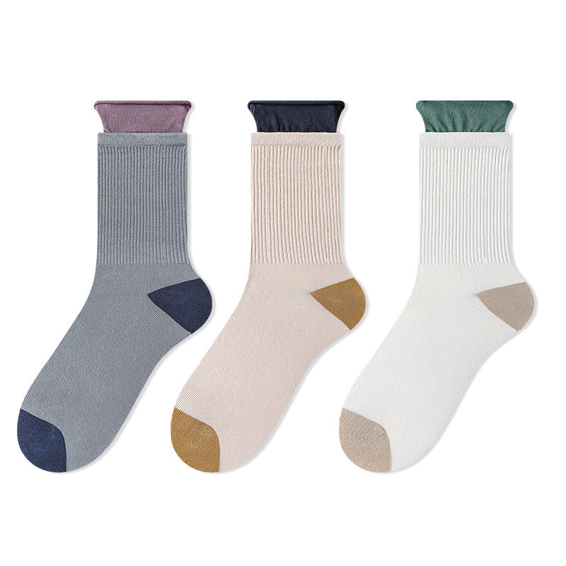 3-Pair Two-Tone Women's Socks - Morandi Colors